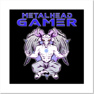 Metalhead Gamer Baphomet Meditate Blue Posters and Art